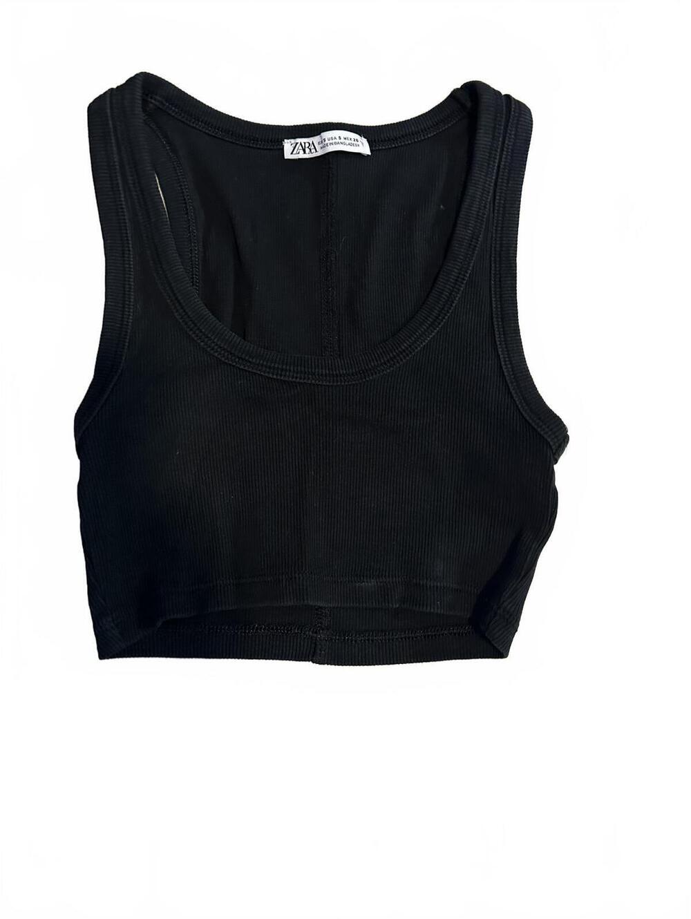 Zara black ribbed tank crop top